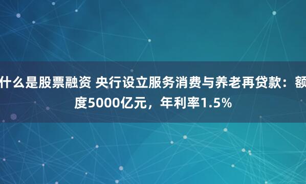 什么是股票融资 央行设立服务消费与养老再贷款：额度5000亿元，年利率1.5%