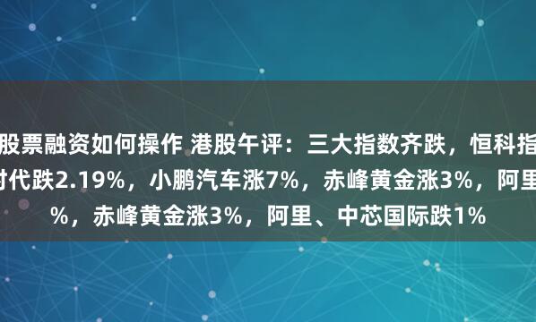 股票融资如何操作 港股午评：三大指数齐跌，恒科指跌0.66%！宁德时代跌2.19%，小鹏汽车涨7%，赤峰黄金涨3%，阿里、中芯国际跌1%