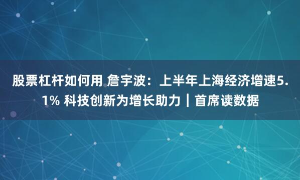 股票杠杆如何用 詹宇波：上半年上海经济增速5.1% 科技创新为增长助力︱首席读数据
