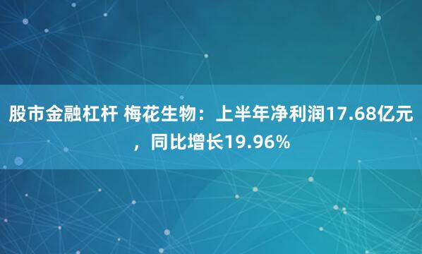 股市金融杠杆 梅花生物：上半年净利润17.68亿元，同比增长19.96%
